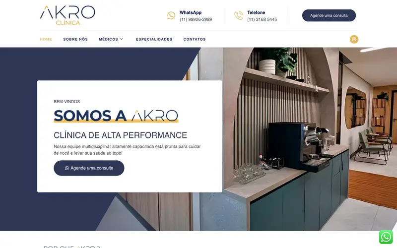 Site Akro Clínica criado pela Matilab