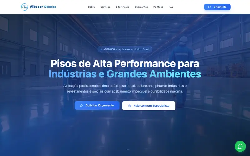 Site Albacor Química criado pela Matilab