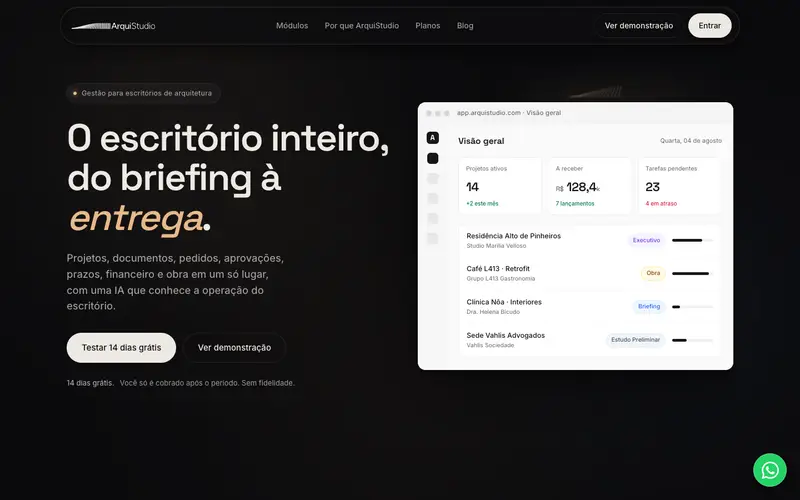 Site ArquiStudio criado pela Matilab
