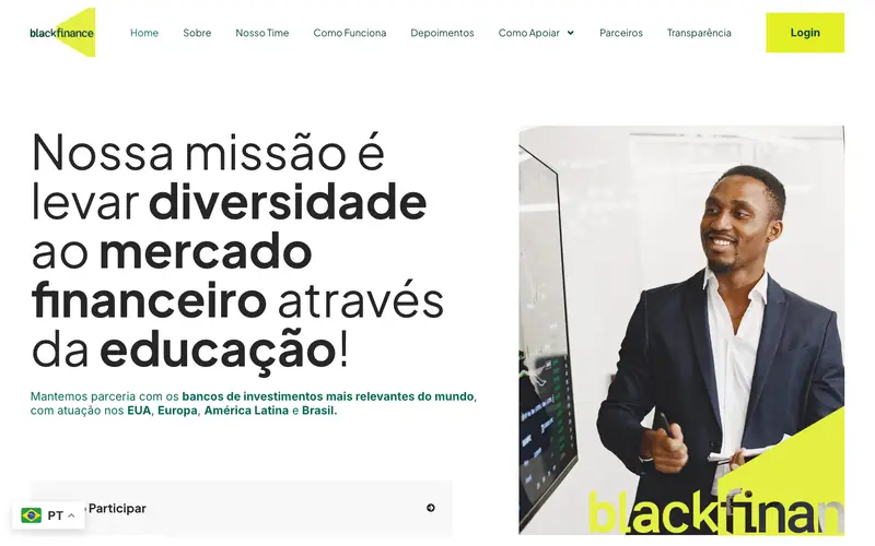 Site BlackFinance criado pela Matilab