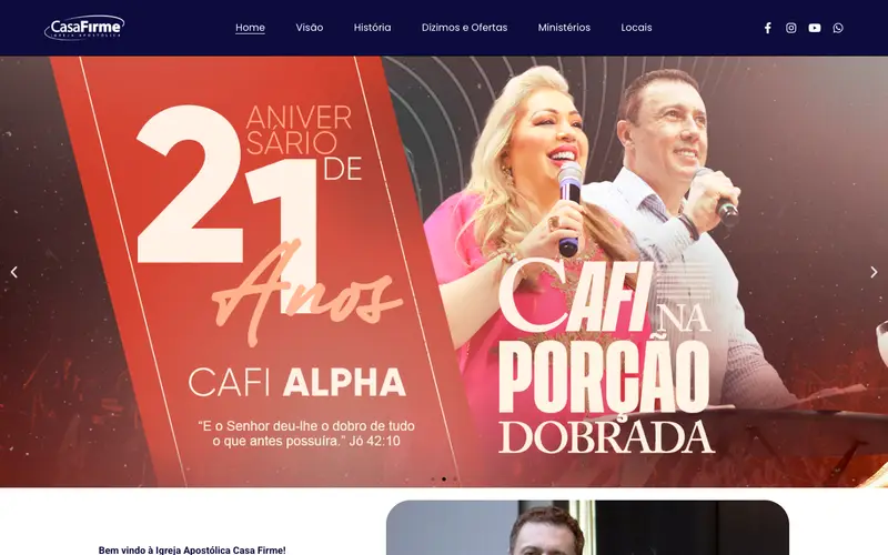 Site Igreja Casa Firme criado pela Matilab