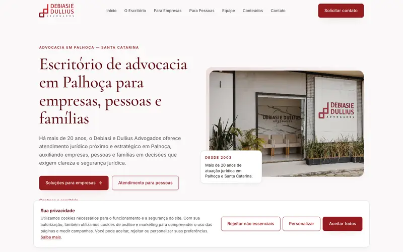 Site Debiasi & Dullius criado pela Matilab