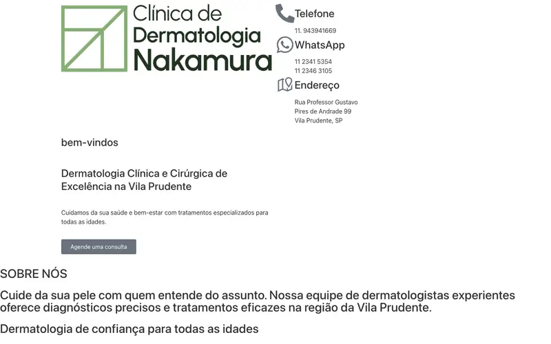 Site Dermatologia Nakamura criado pela Matilab