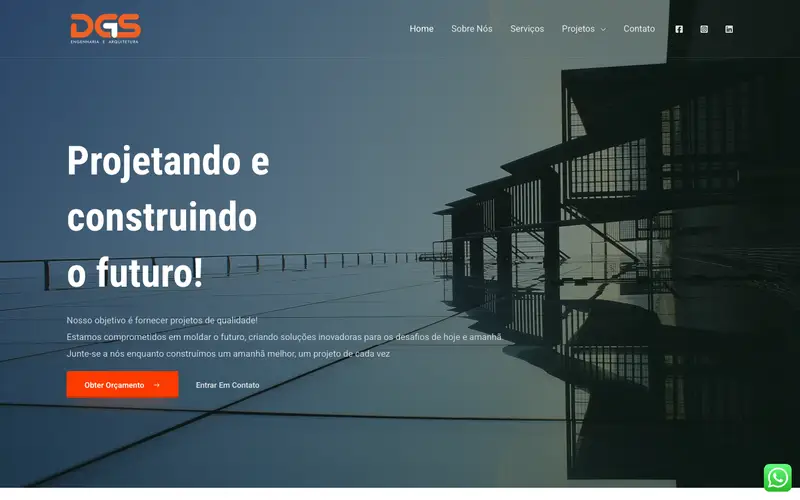 Site DGS Engenharia criado pela Matilab