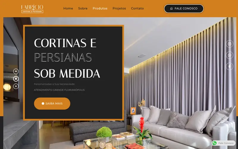 Site Fabricio Cortinas e Persianas criado pela Matilab