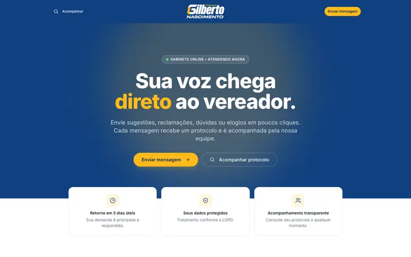 Site Gabinete Online criado pela Matilab