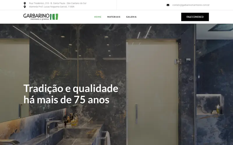 Site Garbarino Mármores criado pela Matilab