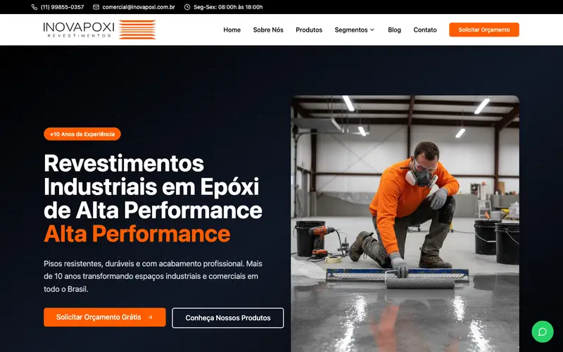 Site InovaEpóxi criado pela Matilab