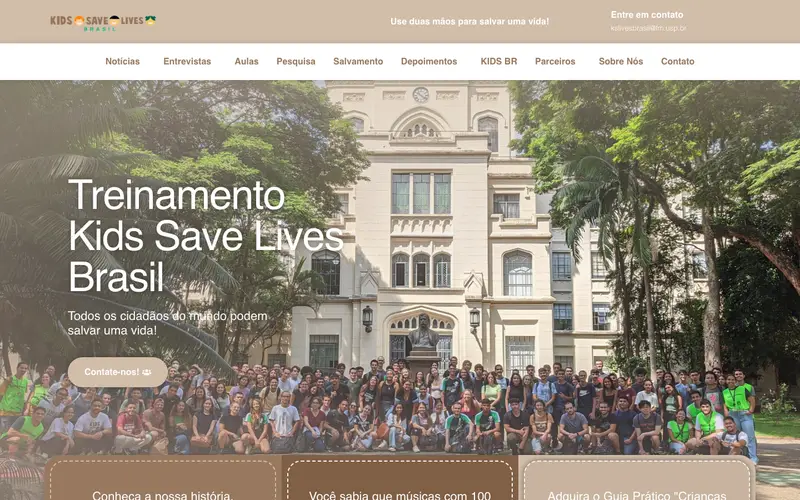 Site Kids Save Lives Brasil criado pela Matilab