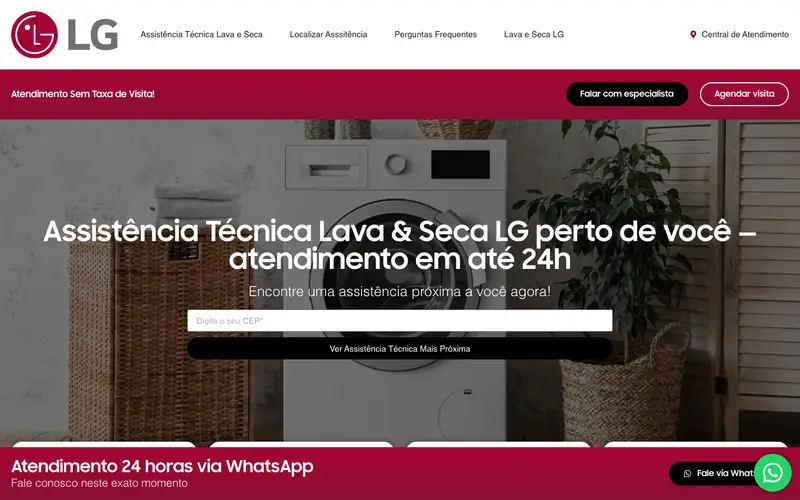 Site Lava e Seca Services · LG criado pela Matilab