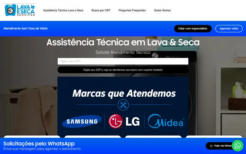 Site Lava e Seca Services criado pela Matilab