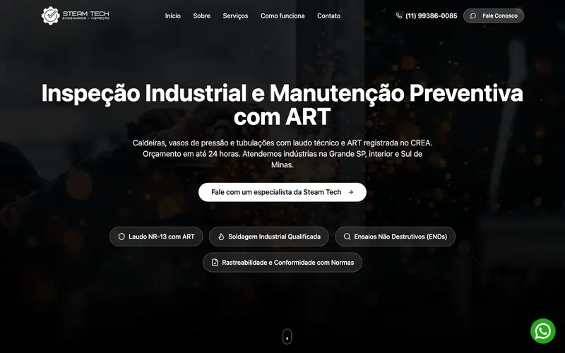 Site Steam Tech criado pela Matilab