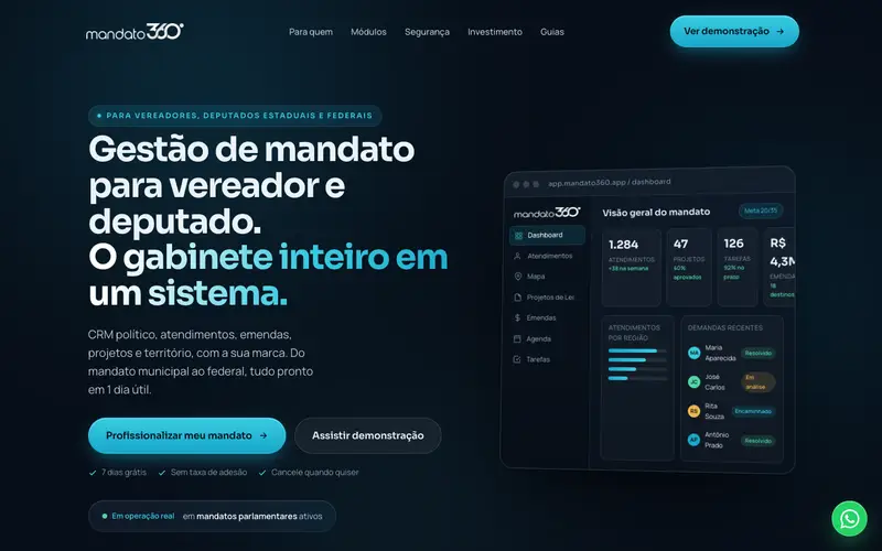 Site Mandato360 criado pela Matilab