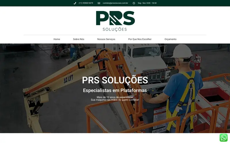 Site PRS Soluções criado pela Matilab