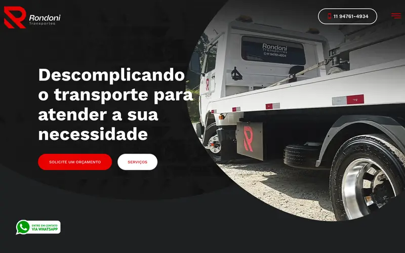Site Rondoni Transportes criado pela Matilab
