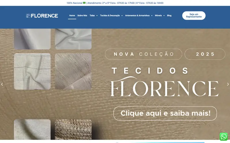 Site Têxtil Florence criado pela Matilab