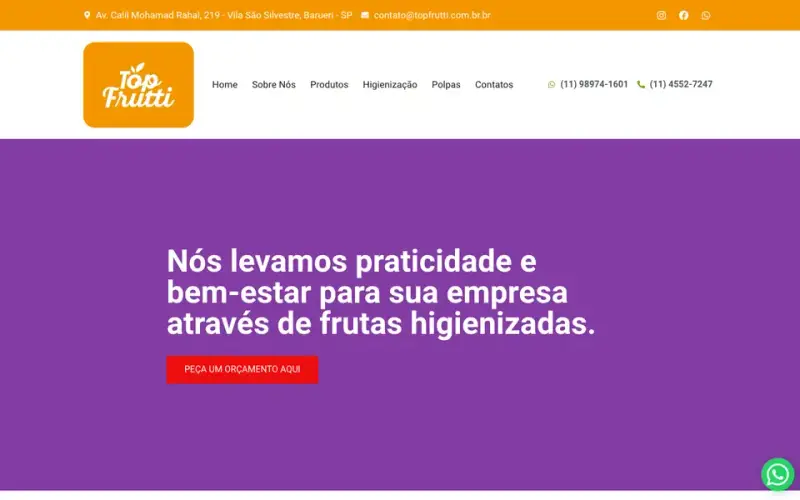 Site TopFrutti criado pela Matilab