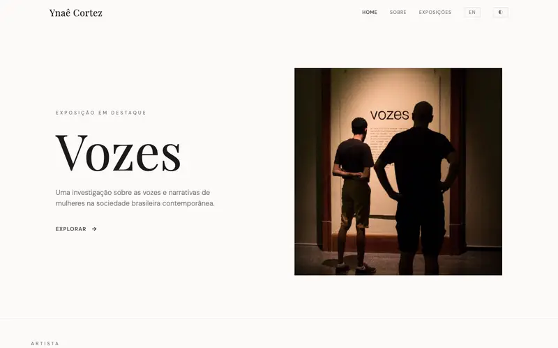 Site Ynaê Cortez criado pela Matilab